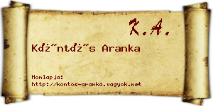 Köntös Aranka névjegykártya